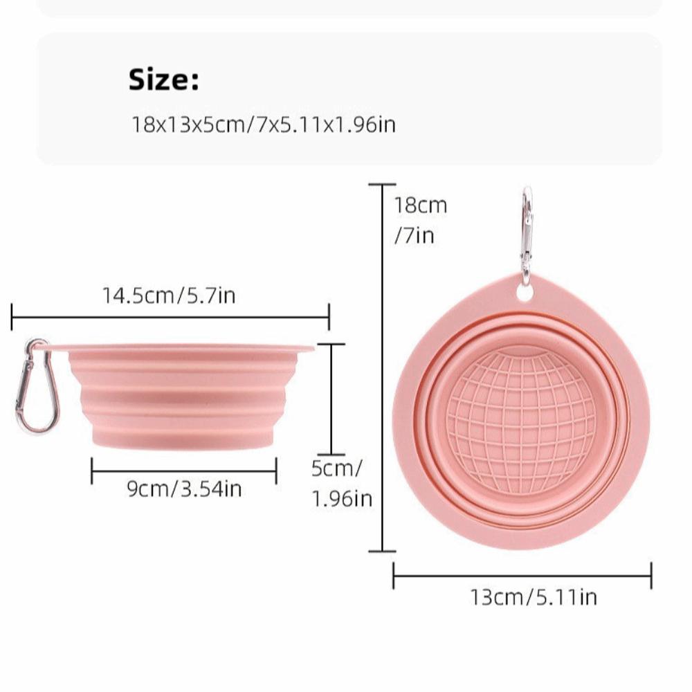 with Carabiner Silicone Pet Bowl Solid Color Puppy Water Container  Outdoor Travel