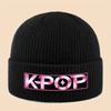 1pc Women'S K-Pop Inspired Winter Beanie Hat - with Pink & K-Pop Logo, Soft Warm Unisex Knit Cap for Men & Women, All-Season Casual & Outdoor Wear