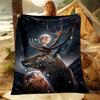 1PC Moonlit Deer Snow Scene Print Adult Children Warm Blankets Home Travel Car Soft and Comfortable Suitable for All Seasons