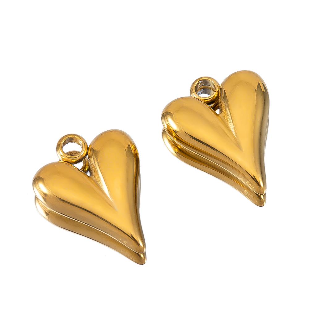 5pcs Stainless Steel Big Hole Love Heart Charms for Women Earrings Pendants Necklace Bracelets Jewelry Making Supplies Findings