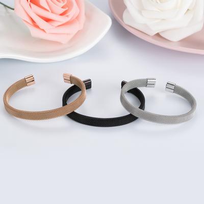 Simple and Stylish Titanium Steel Mesh C Shaped Bracelet Elastic Stainless Steel Trendy Bracelet