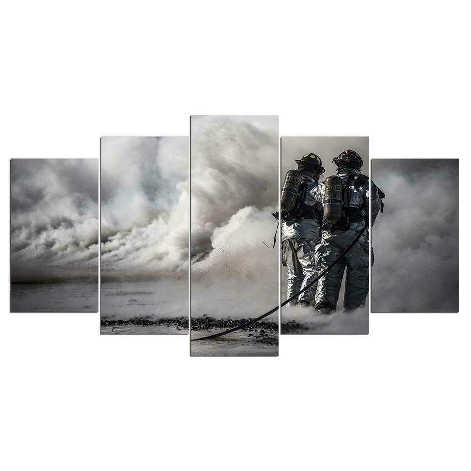 

Без рамы, 5 панелей, пожарные, пожарный, дым, современный холст, HD печать, постеры, настенные художественные картины для гостиной, домашний декор 20x35cm*2 20x45cm*2 20x55cm*1