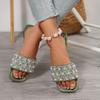 [Foreign Trade] Flat-bottomed temperament sequined cool slippers women's shoes wear summer soft-soled high-end silver sandals