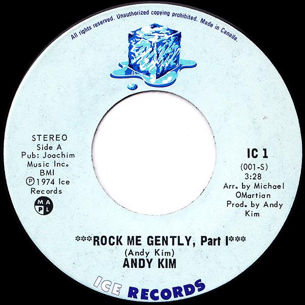 

7-дюймовая пластинка ANDY KIM Rock Me Gently IC1 Ice Records 1974 Канада Регги Ска Даб Б/у