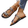 Year Color Knot Large Size Open-toed Flat Bottom Beach Sandals Foreign Trade Rhinestone Butterfly Fashion