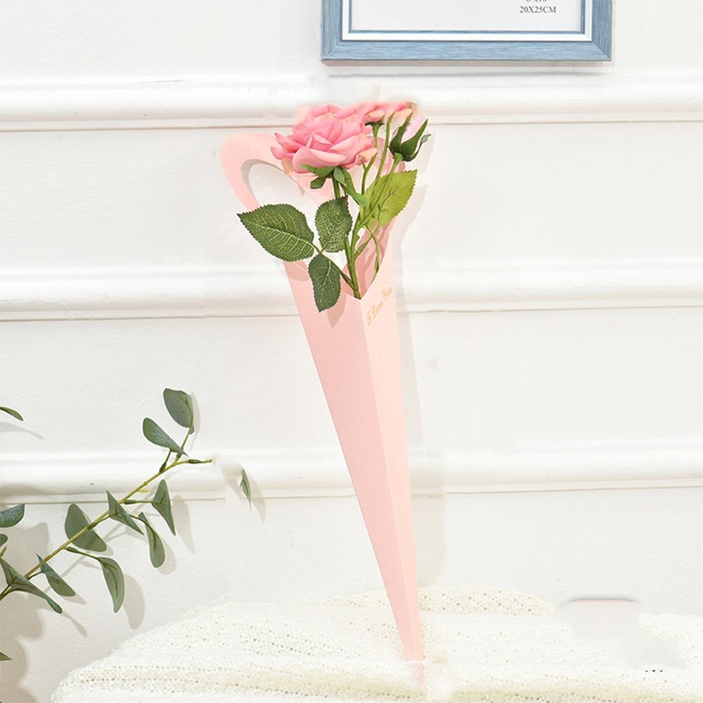 

10pcs Paper Hand-held Flower Box DIY Bouquet Packaging Box Wedding Birthday Party розовый