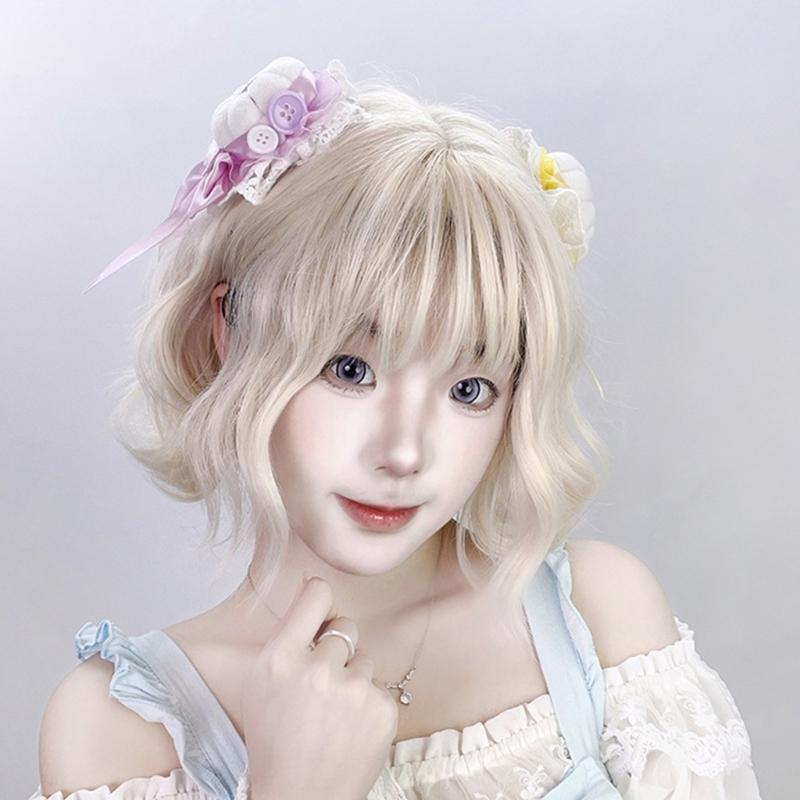 Anime Style Hair Clip Lace Barrettes And Button For Secure Bun Hold In Various Occasion Comfortable Hairpin