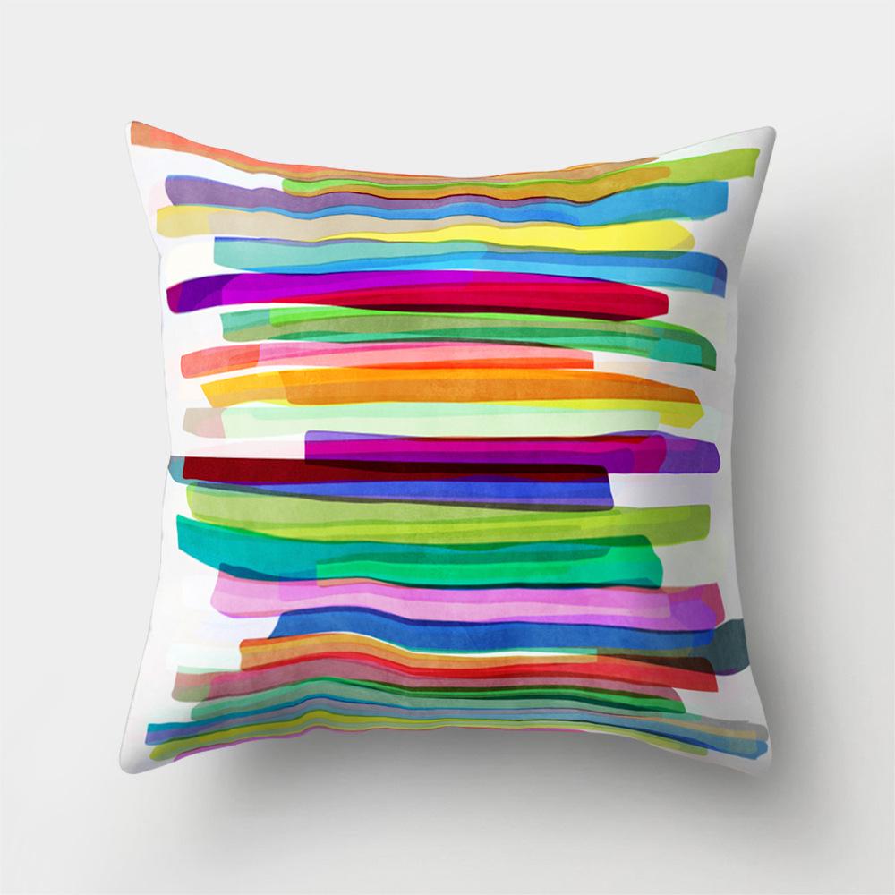 Creative Home Pictures Pillowcase Office Geometric Striped Flywheel Pillowcase Car Waist Pillowcase