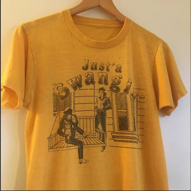 80-е John Anderson Просто СВИНГУЮЩАЯ Хлопковая Футболка Желтая Все Размеры FA182 Унисекс L