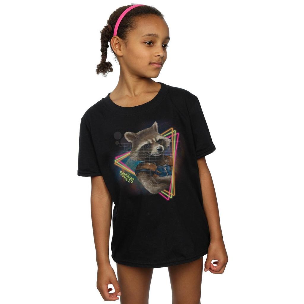 Guardians Of The Galaxy Girls Rocket Raccoon Neon Cotton T-Shirt