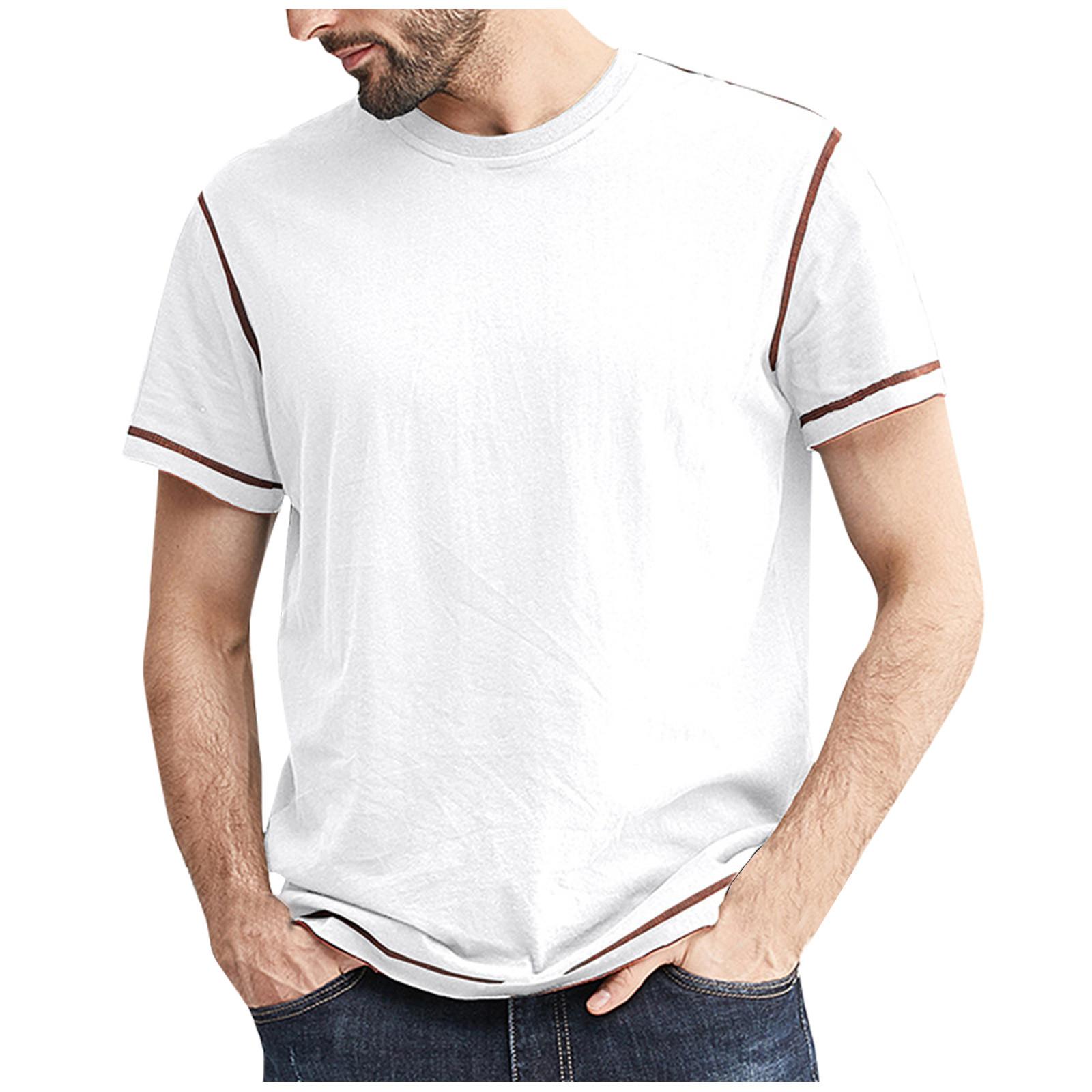 

Мужская футболка с короткими рукавами, модная повседневная футболка соответствующего цвета XXL белый
