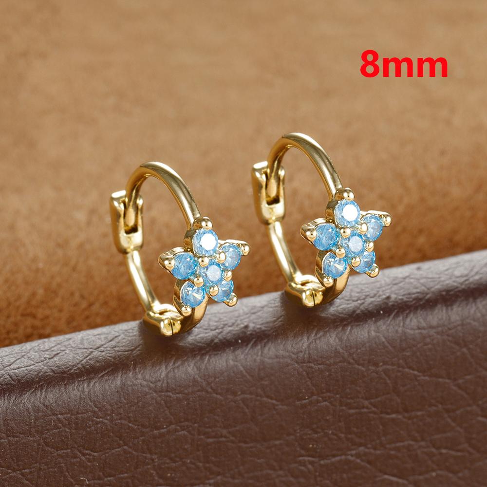 2 Stück Huggies Creolen für Damen Einfach Edelstahl Kleiner Kristall Zirkonia Knorpel Blume Ohrringe Piercing Schmuck