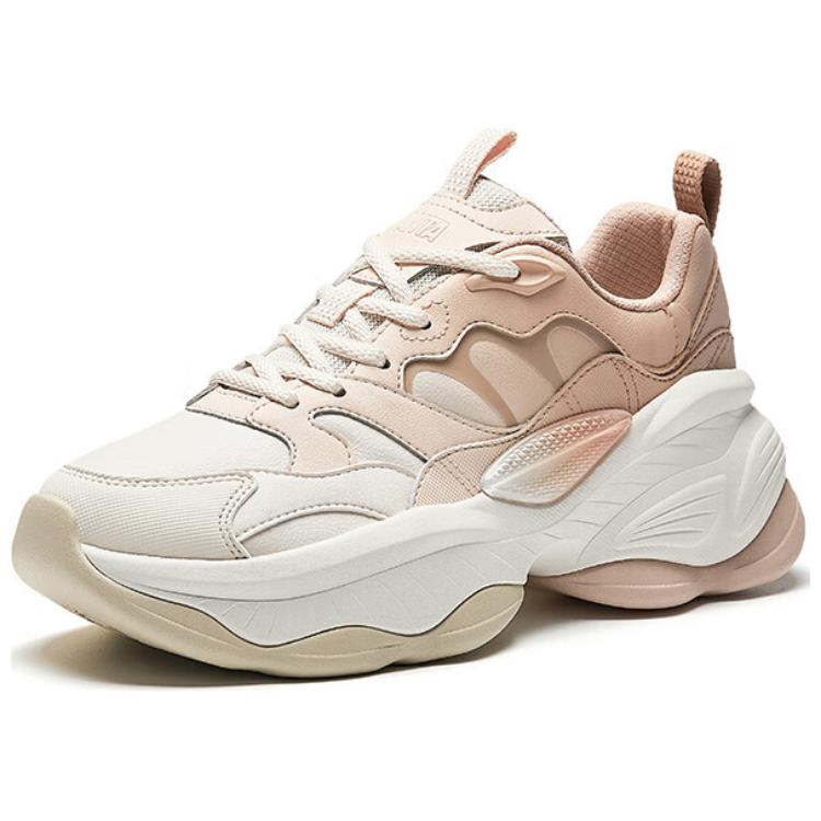 New Anta Life Collection Anti Slip Wear Resistant Low Top Chunky Sneakers Women's White Beige Brown 122518891-8