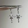 Sparkling Zircon Snowflake Cross Earrings Fashionable Exquisite Creative Punk Earrings Jewelry Daily Party Gifts for Women Girls