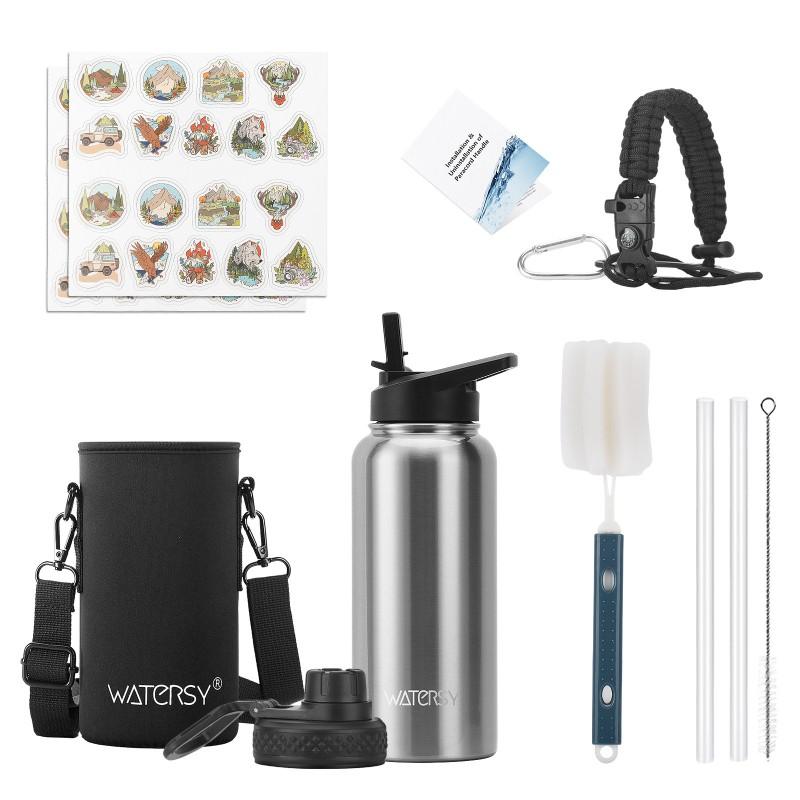 40oz Stainless Steel Insulated Travel Mug With Handle Loop Outdoor Sports Camping Office