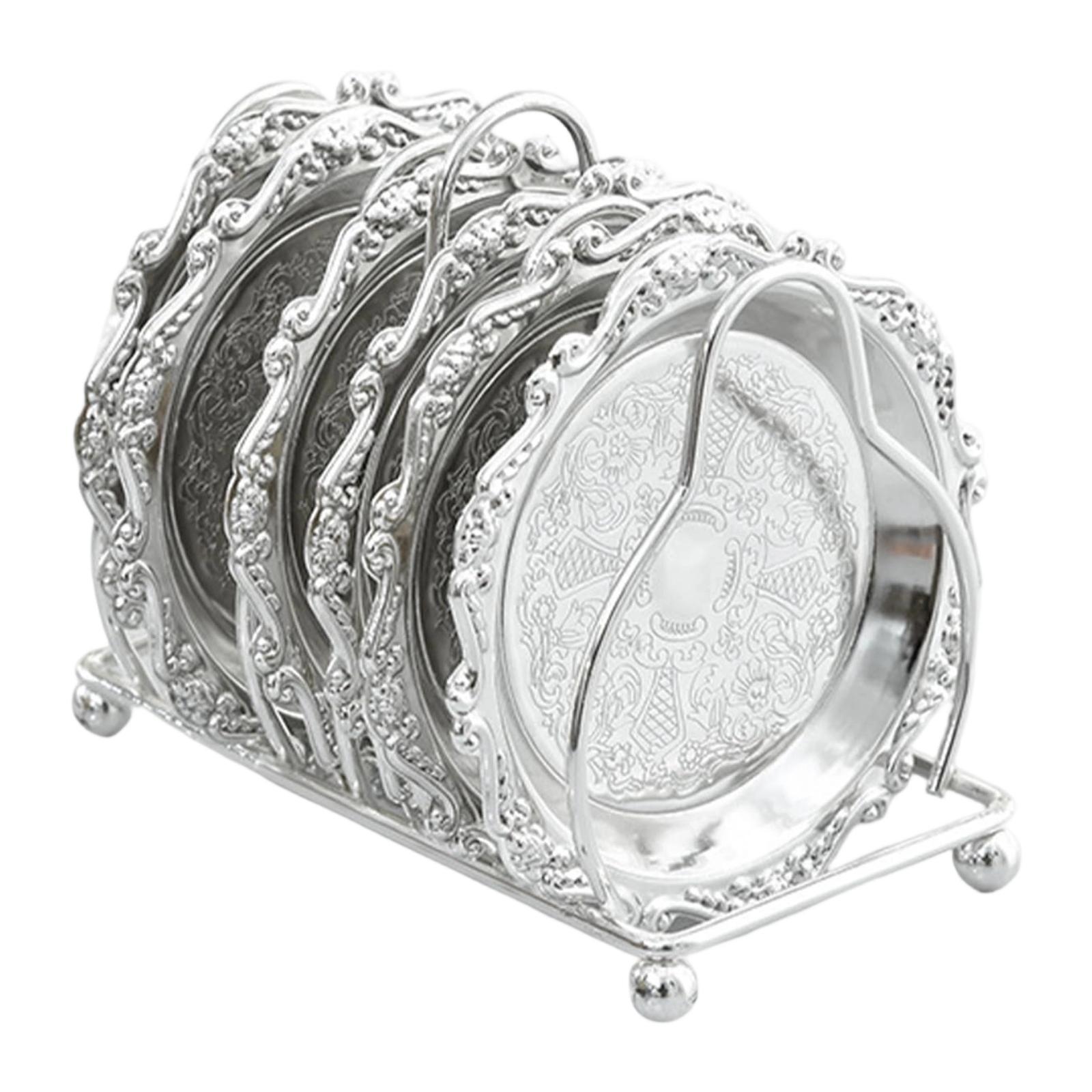 

6 Pieces Cake Stand Fruit Snack Plate Pastry Holder Elegant Dessert Display Plate Serving Stand for Wedding Celebration Decor срібний