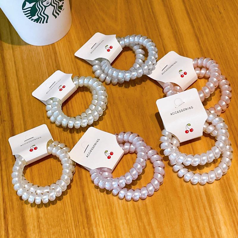 Korean Pearlescent Jelly Color Phone Ring Hair Tie - Versatile High Elastic Seamless Hair Accessory for Girls