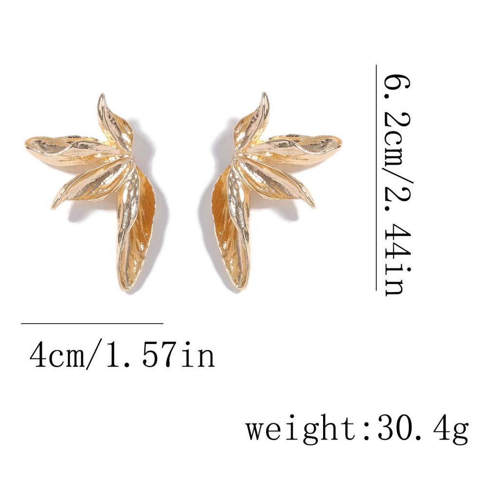 Pinkdudu Minimalist Textured Leaf Earrings Alloy Studs Long-Lasting Color PD2442