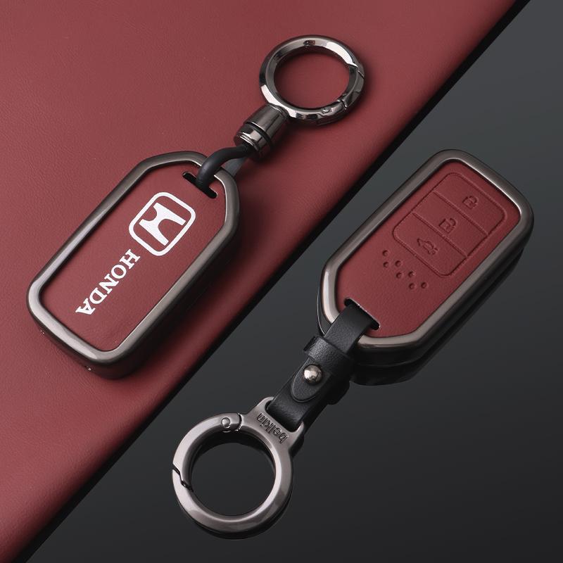 Zinc Alloy Leather Car Smart Key Case Cover Protector Shell Fob for Honda Vezel City Civic Jazz BRV BR-V HRV Keyless Accessories