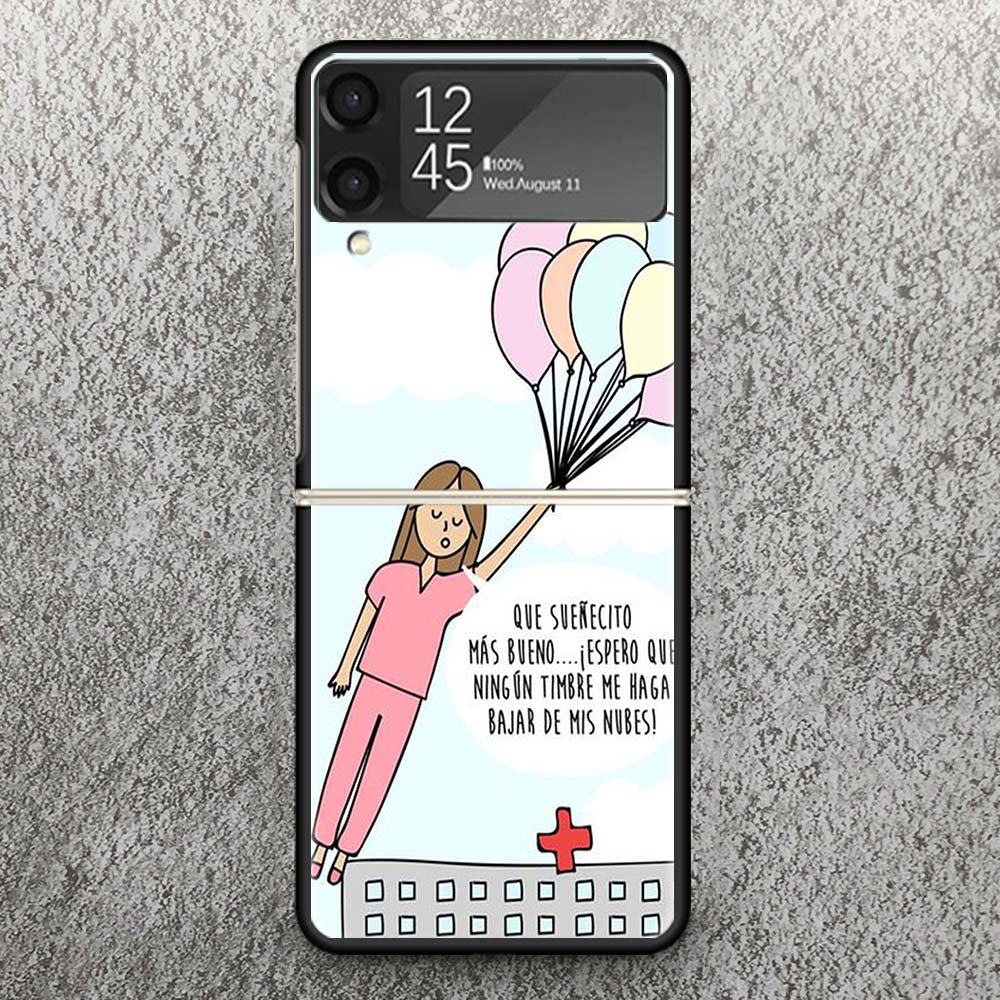 Funny Medicine Nurse Doctor Print Case For Samsung Galaxy Z Flip 3 4 5 6 7 5G Phone Shell Flip7 Flip6 Flip5 Flip4 Flip3 Pattern