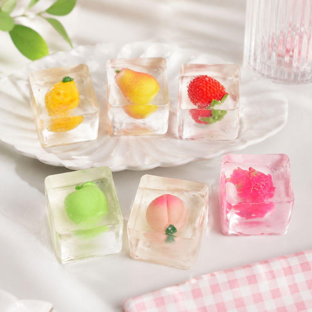 1pc Random Slow Rebound Ice Cube Squeeze Toy with Fruits Mochi Squish Foam Toy Student