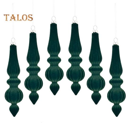 

6 шт. флокированных рождественских шаров неправильной формы, небьющиеся рождественские шары, легкие праздничные подвесные украшения для рождественской елки, домашний декор темно-зеленого