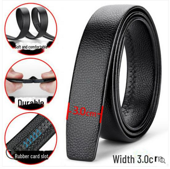 Men's Headless Genuine Leather Belt with Automatic Buckle - Fashionable for Business and Casual Wear