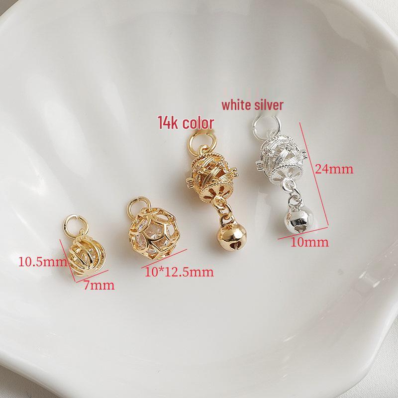 14K Gold-Filled Zircon Lantern Bell Water Drop Pendant Necklace Charm for DIY Jewelry