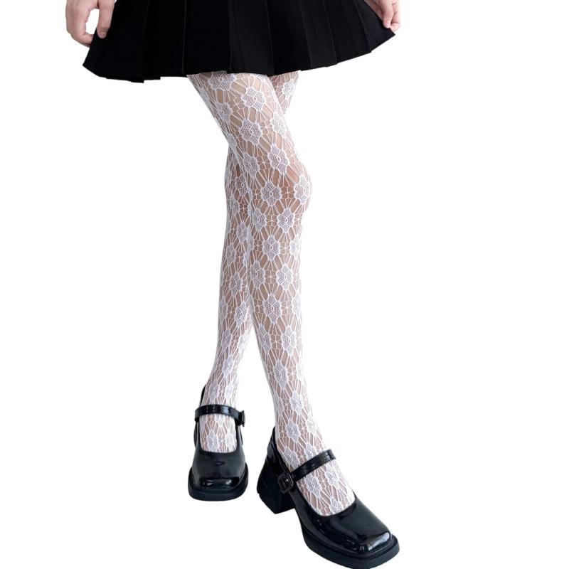 Women s Hollowout Floral Fishnet Pantyhose Nylon Fabric Slimming Pantyhose Solid Color Sheer Mesh Lace Tights Stockings