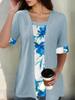 Summer 2025 European American Printed Two-piece Short-sleeved T-shirt for Women