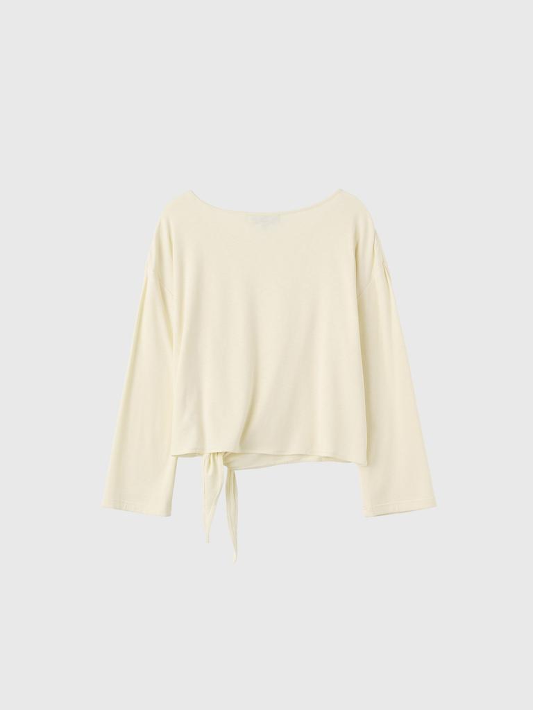 GENERALIDEA Tie-Up Loose Fit Boat Neck T-Shirt [Ivory] / Gf1Lts504