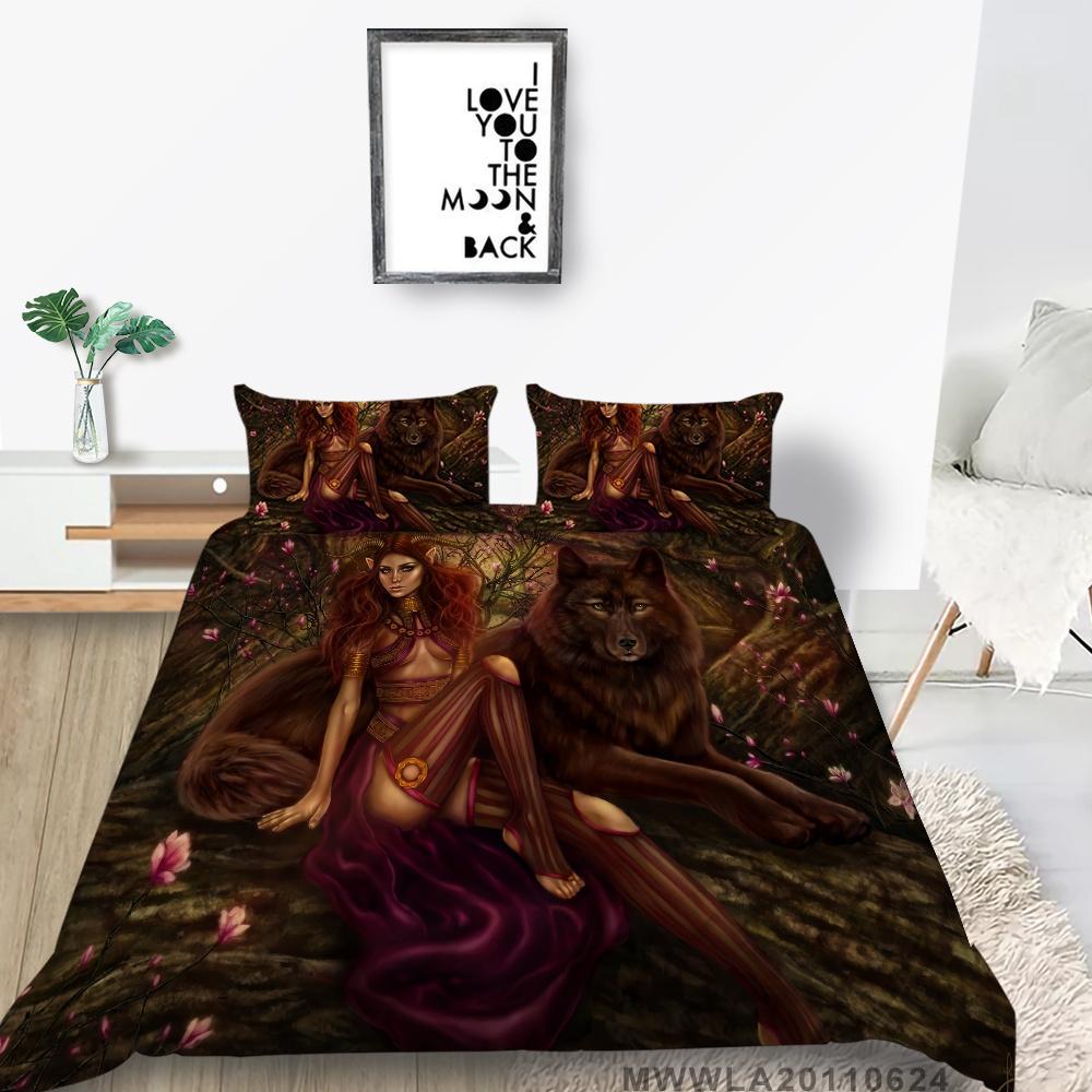 2023 neue stil Bettbezug-set mit Kissenbezug Doppel Volle Größe Bettwäsche Quilt Abdeckungen 3D Wolf Hause Textilien Junge Mann tagesdecken