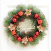 Christmas Wreath for Front Door Artificial Pine Needle Wreath with Balls Bows Flowers Merry Christmas Hanging Decor for Home Wall Window Porch Indoor