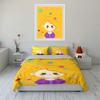 Golden Bedding Set with Cute Cartoon Girl Bedding set (1 duvet cover, 2 pillowcases, duvet not included)