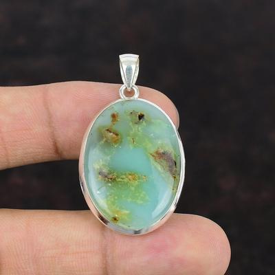 Chrysopras Anhänger Echter Edelstein Anhänger 925 Sterling Silber Anhänger Handarbeit Damen Schmuck Braut Geschenk Chrysopras Schmuck Geschenk für Mama