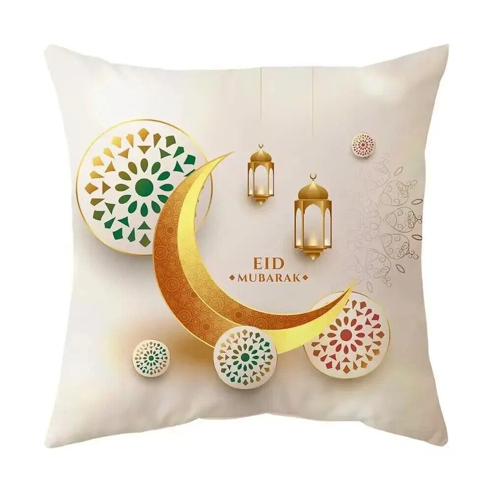 2024 Eid Mubarak Pillowcase Short Plush Comfortable Cushion Cover Islamic Ramadan Decorative Mosque Muslim Pillowcase Gift