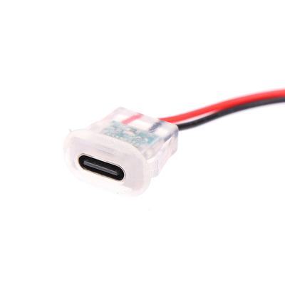 2kolíkový USB typ vstupu typu C Nabíjecí zásuvka s LED podsvícením Vodotěsný USB-C napájecí port Typ-C zásuvkový konektor