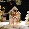 European Retro Solid Wood Luminous Christmas Snow Cabin Ornament