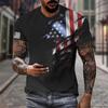 Men's Khaki USA Flag Ripped Print Short Sleeve Summer T Shirt