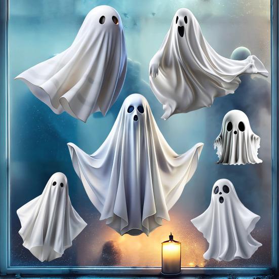 Halloween Ghost Window Clings White Little Ghost Double Sided Window Stickers Removable Static Decals for Glass Windows Home Outdoor Decor