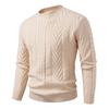 Men's Solid Color Cable Knit Pullover Sweater Slim Fit Warm Knit Pullover