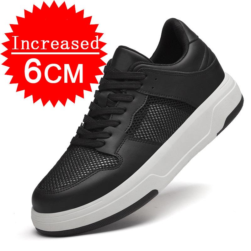

Модные повседневные сетчатые кроссовки летние из натуральной кожи+сетки, увеличивающие рост на 6 см, обувь с вырезами, мужская обувь, сетчатая дышащая обувь 44