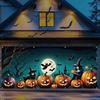 1 Halloween Garage Banner - Witch, Magic Cat and Jack-o'-lantern In the Haunted Nightzyc