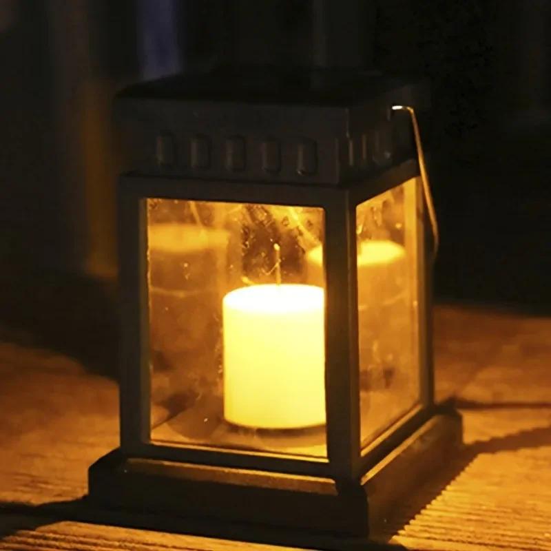 Solar Candle Lantern Lights Waterproof Garden Outdoor Hanging Solar Light For Outdoor Patio Yard Lawn Backyard Front Decor