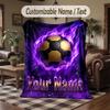Soccer Theme Throw Blanket Custom Name Text Personalized Blanket Soft Cozy Blanket for Home Sofa Bed