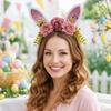 Floral Rabbit Ears Headbands Colorful Cosplay Headbands Funny Happy Easter Headdress  Children