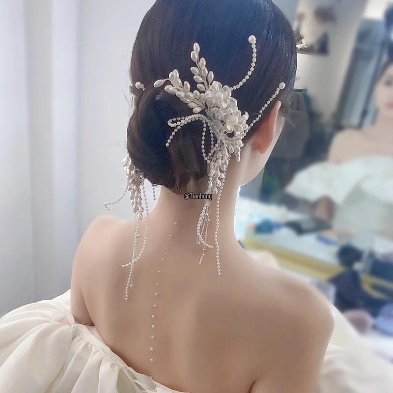 Podoabă de cap super fairy stil Mori cu voal - Clamă de păr inspirată japoneză și coreeană pentru mirese 2024