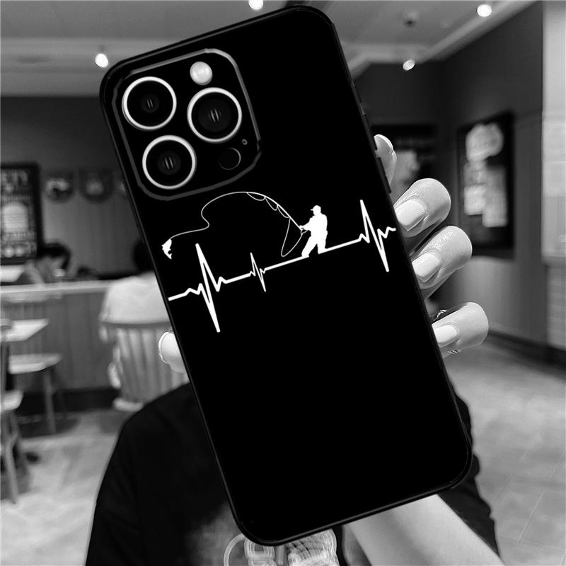

Fishing Heartbeat Case For iPhone 17 15 14 13 12 11 16 Pro Max Mini Plus 16e 17 Air Bumper Cover Accessories iPhone 15 Pro