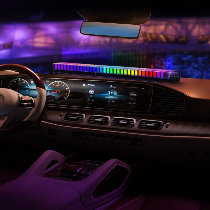 2PCS LED Sound-Controlled RGB Rhythm Light Strip - Rechargeable Music Sync Ambient Light, Suitable for Cars, TVs, and Gaming