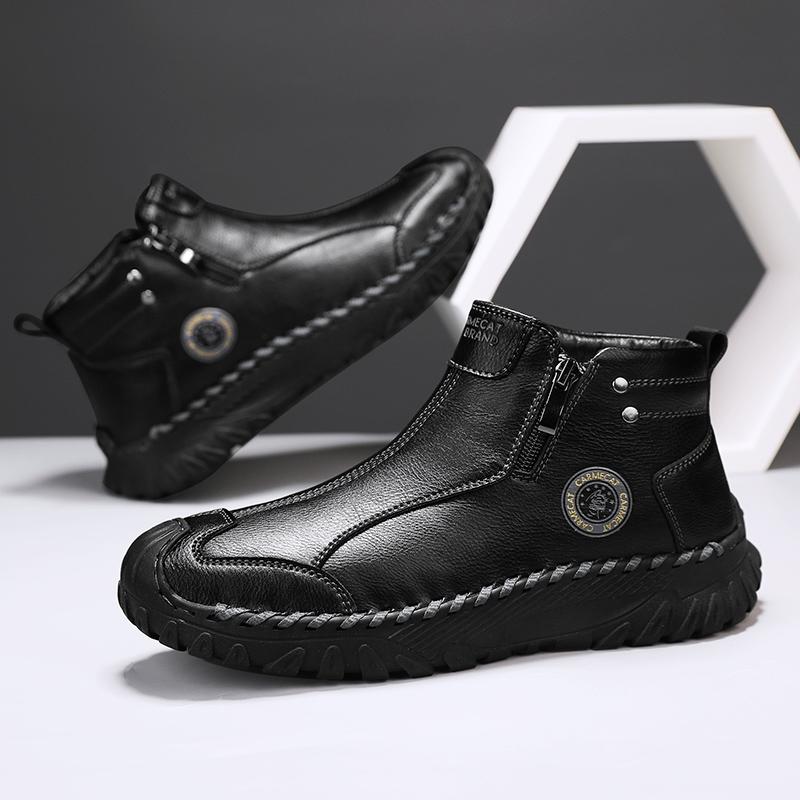 Pánské kožené boty nad kotník, ležérní tenisky, zimní plyšové boty, sněhule 39-45